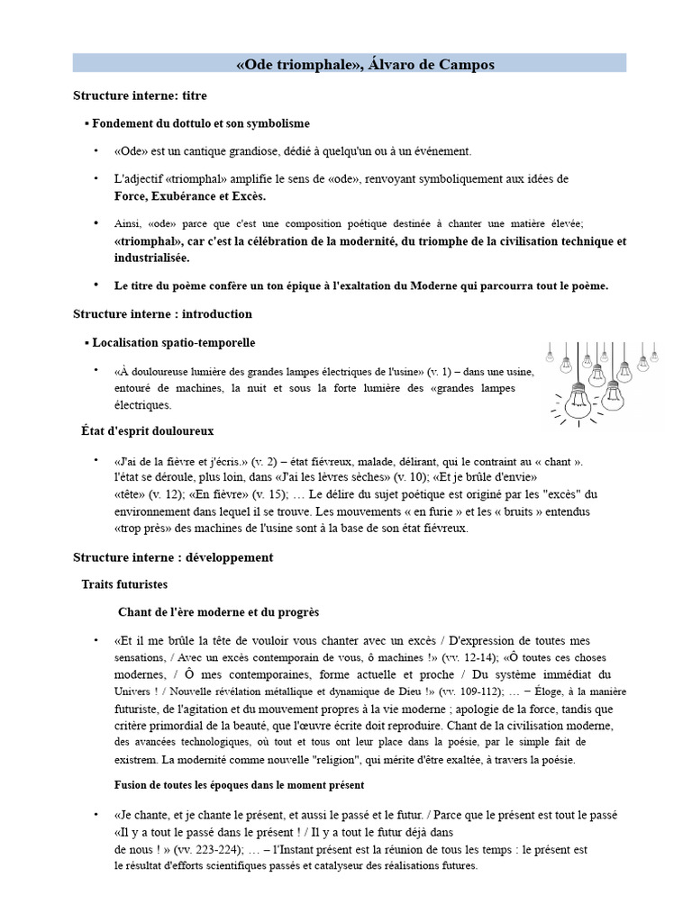 Analyse de l'Ode triomphale d'Álvaro de Campos | PDF | Poésie
