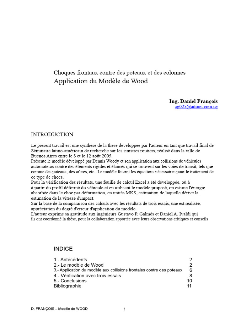 Modèle de Wood pour collisions frontales | PDF | Vitesse | Masse