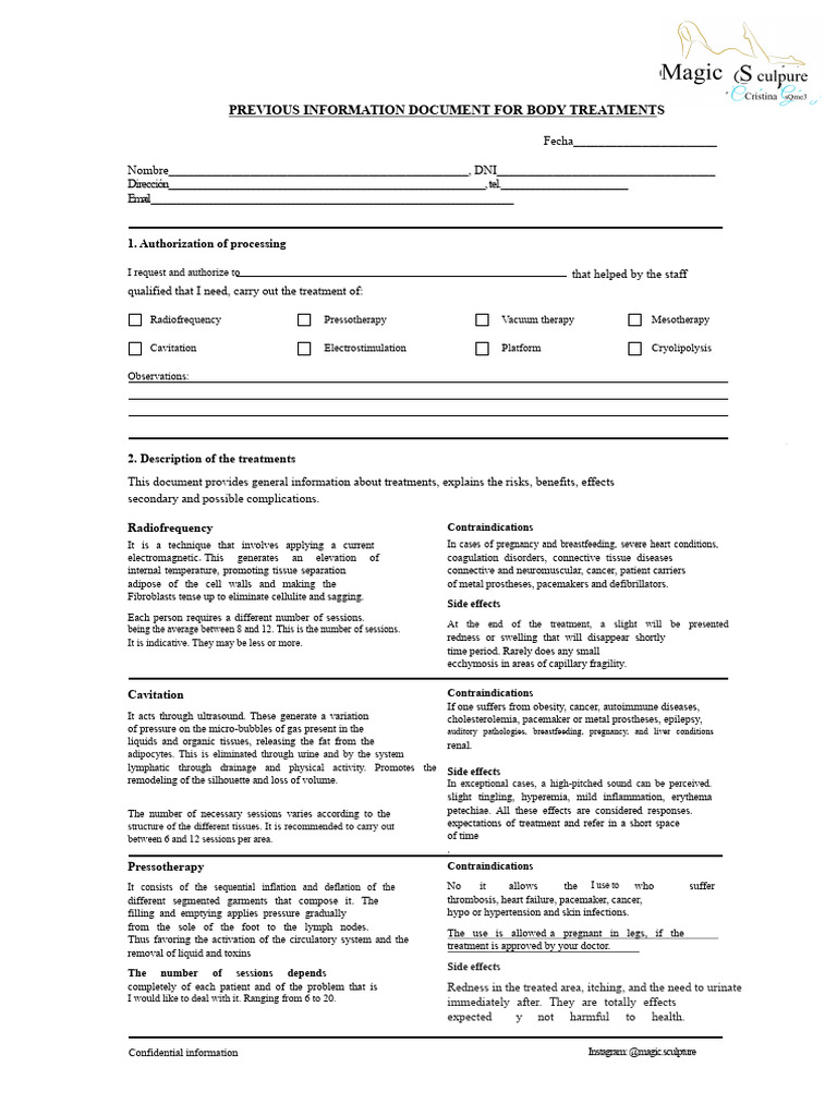 Body Treatment Authorization & Info Guide | PDF | Edema | Allergy