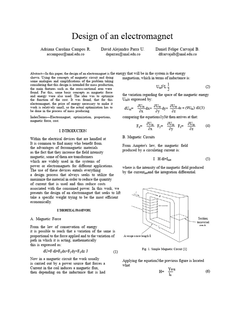 Electromagnet Design Optimization Guide | PDF | Inductance | Flux