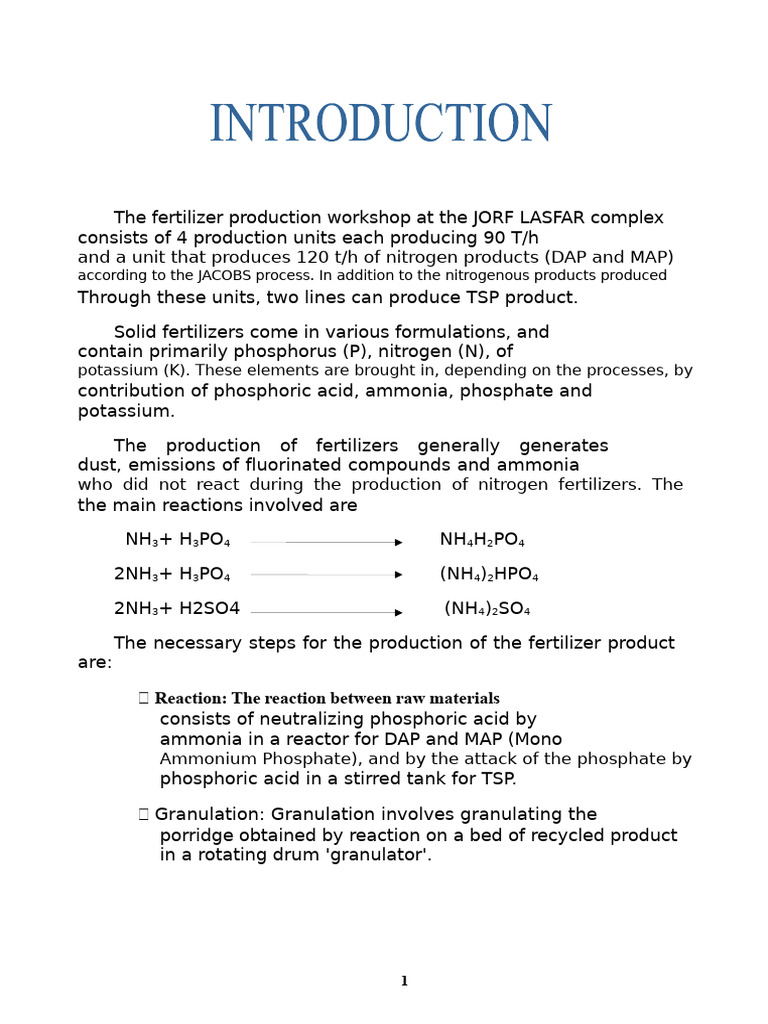 Fertilizer Production Process Overview | PDF | Acid | Fertilizer