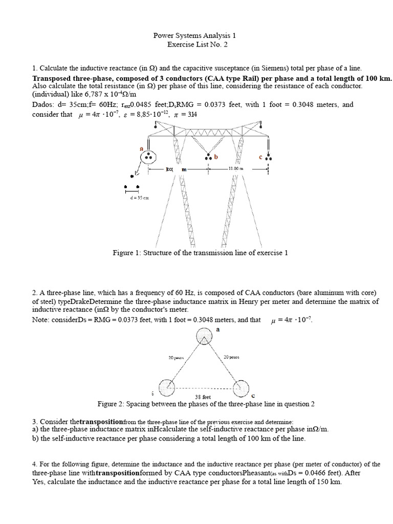 Power Systems Analysis: Transmission Line Exercises | PDF | Electric ...