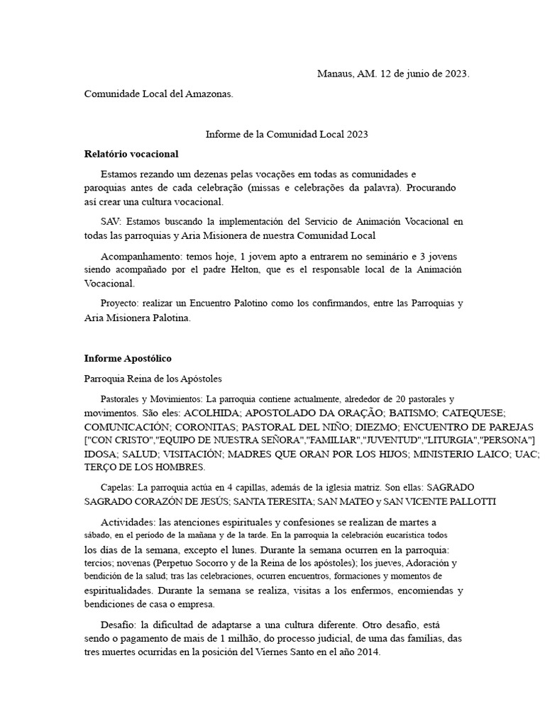 Informe de La Comunidad Local 2023 | PDF