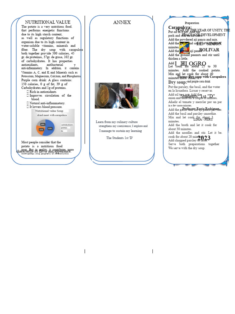 Triptych Dry Soup and Carapulcra | PDF | Soup | Foods