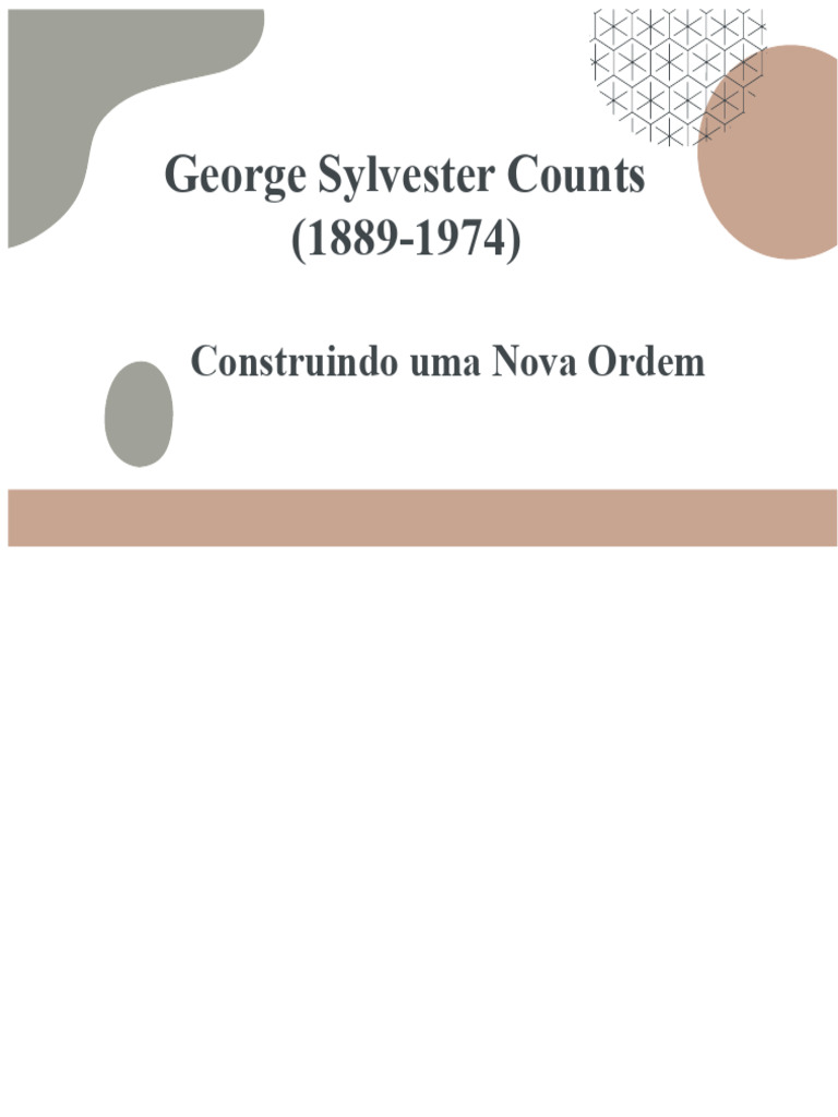 George Counts: Educação e Mudança Social | PDF | Sociologia ...