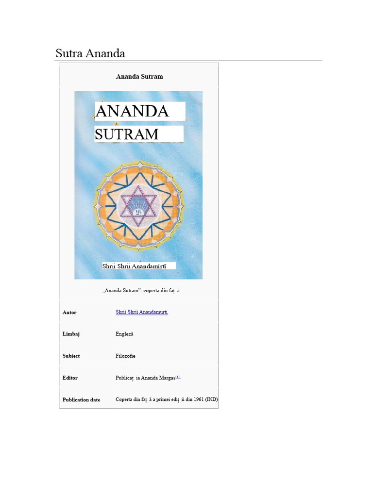 Ananda Sutra | PDF