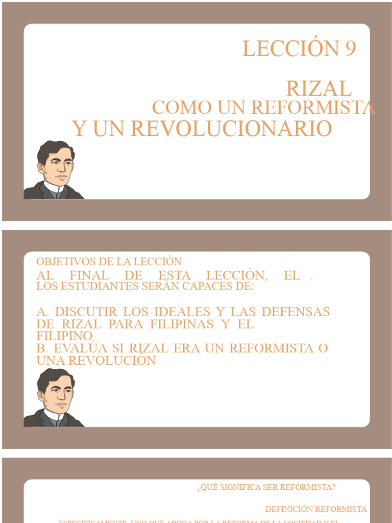 Lección 9 Rizal Como Reformista y Revolucionario | PDF | Derechos ...