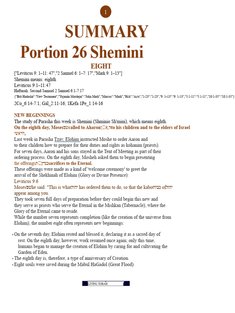 Shemini: New Beginnings in Leviticus | PDF | Aaron | The Exodus