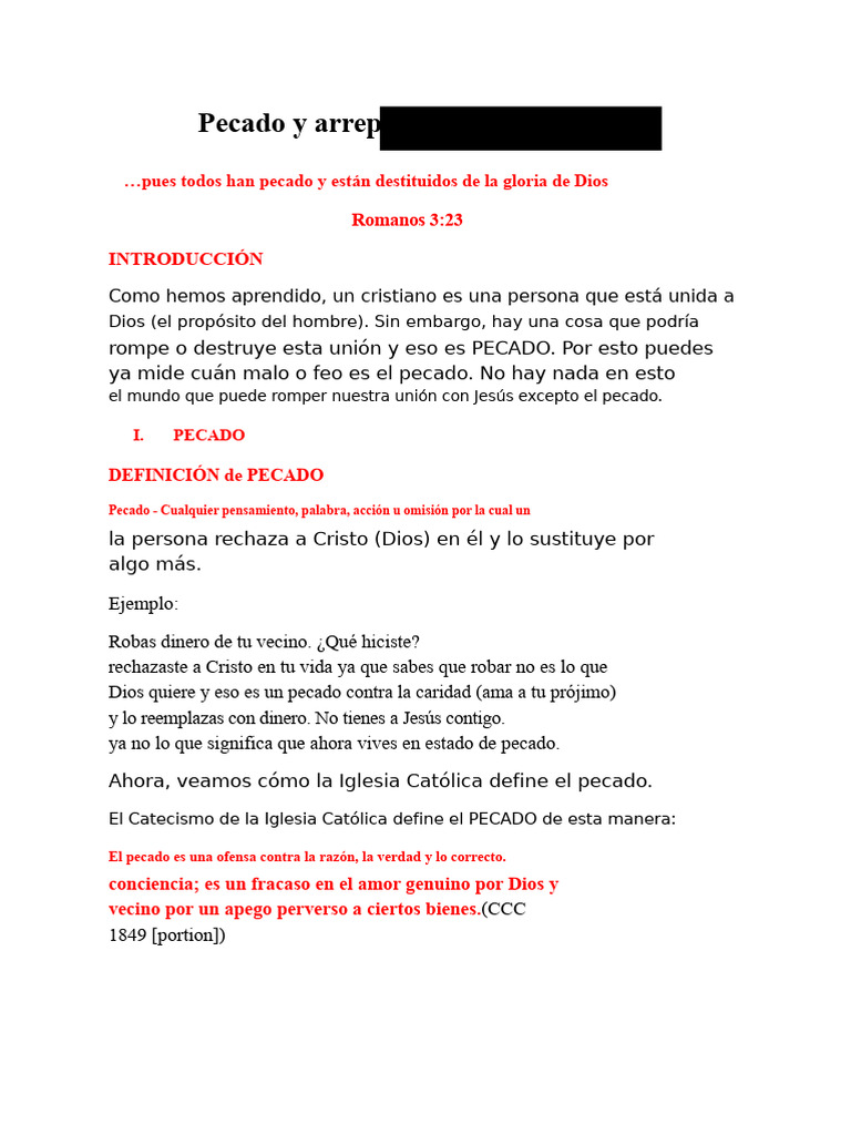 Pecado y Arrepentimiento en la Fe Cristiana | PDF | Pecado | Creencia ...