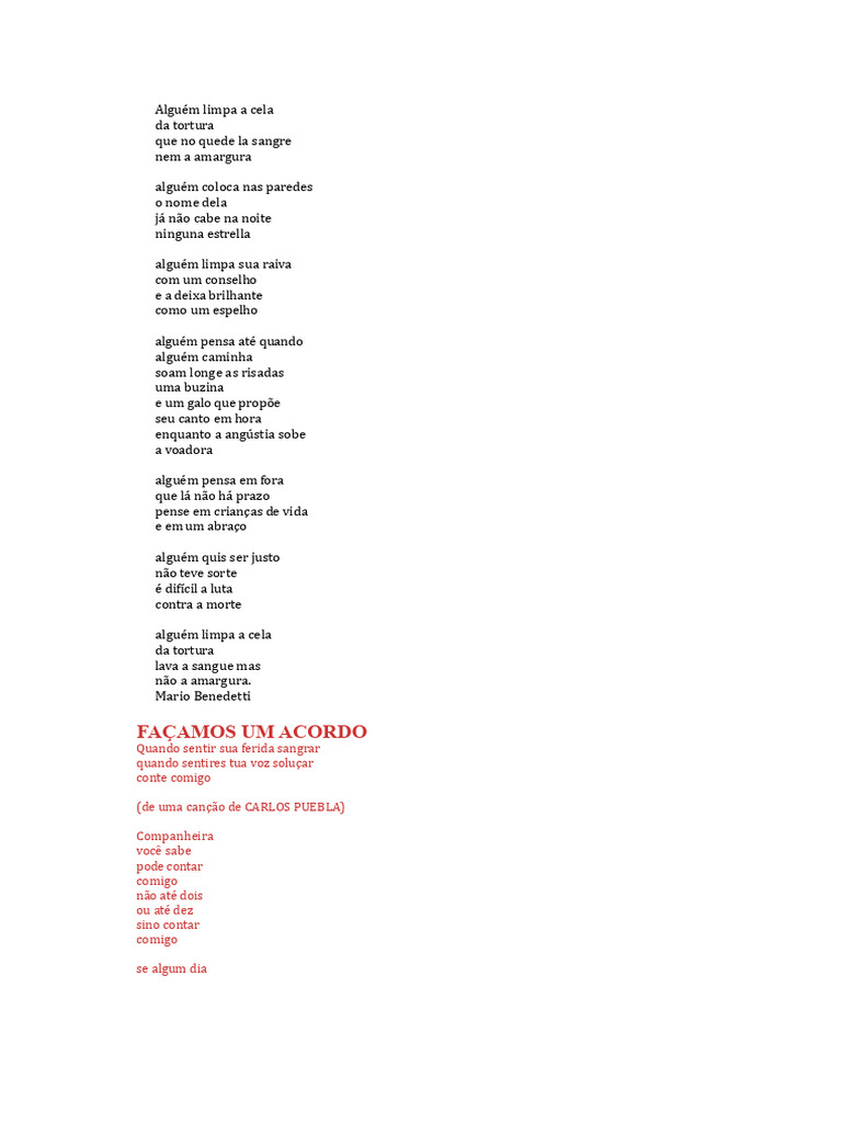 Poesia de Amor e Reflexão de Benedetti | PDF | Amor | Deus