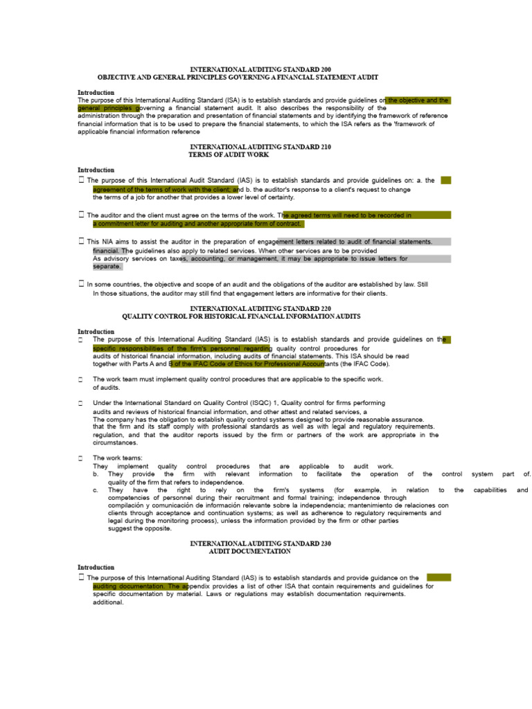 International Auditing Standards Overview | PDF | Audit | Internal Control
