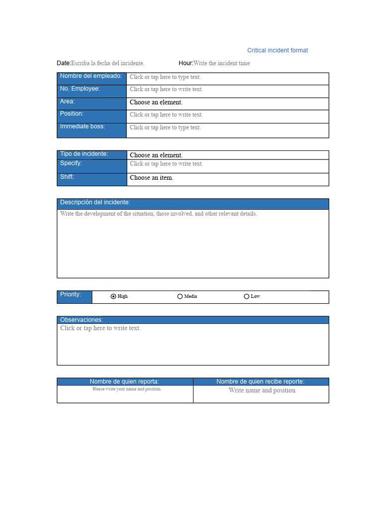 Format For Critical Incidents | PDF