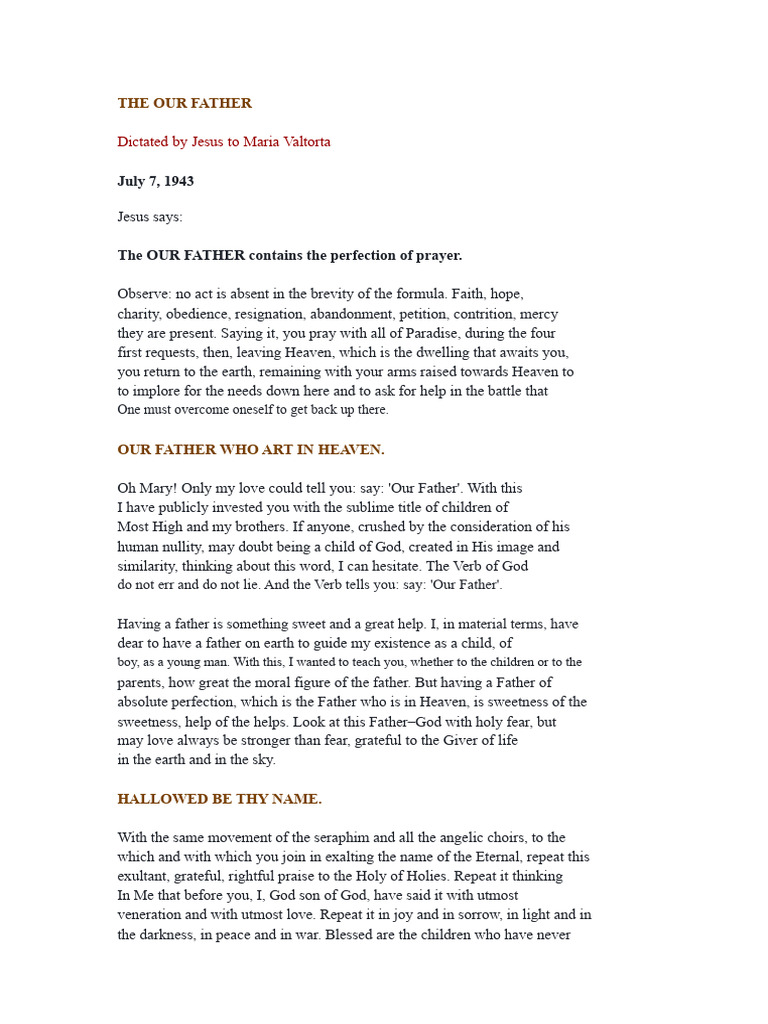Understanding the Our Father Prayer | PDF | Glory (Religion) | Lord's ...