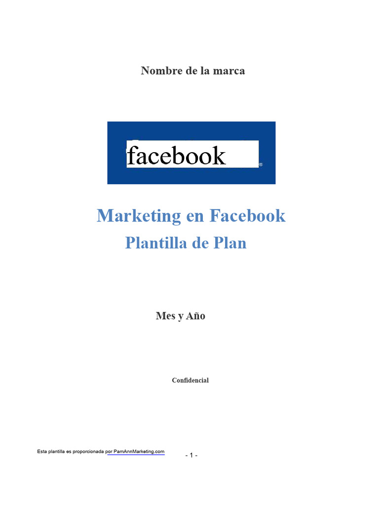 Plantilla de Plan de Marketing en Facebook | PDF | Facebook | Promoción ...