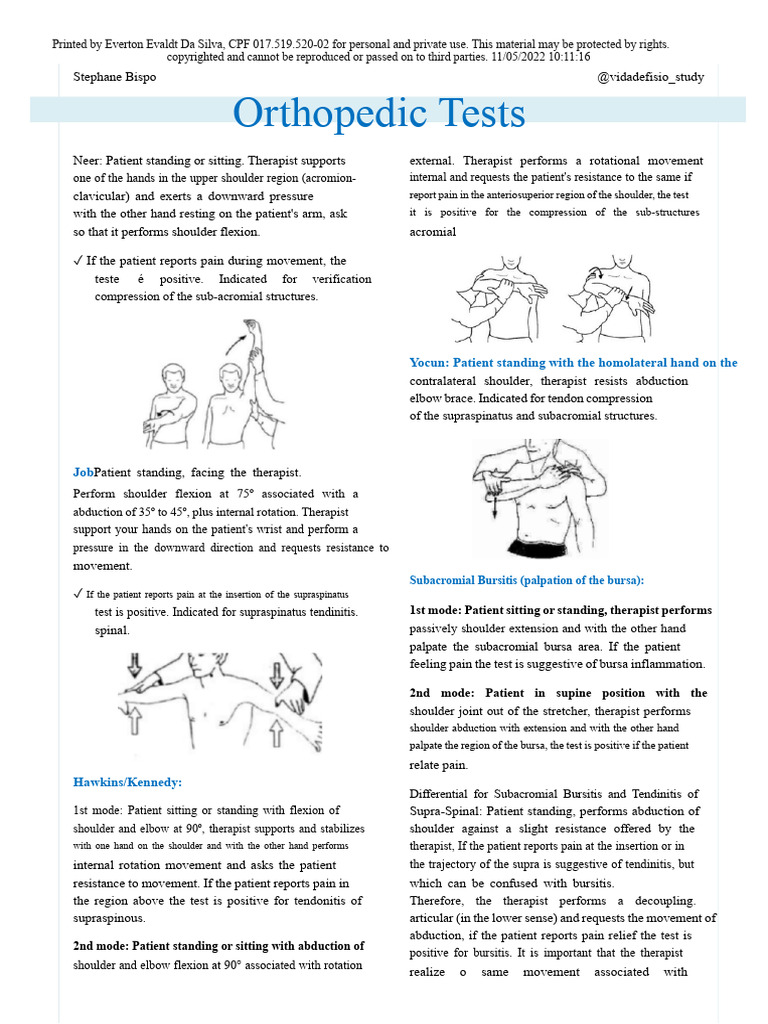 Orthopedic Tests for Shoulder and Elbow | PDF | Anatomical Terms Of ...