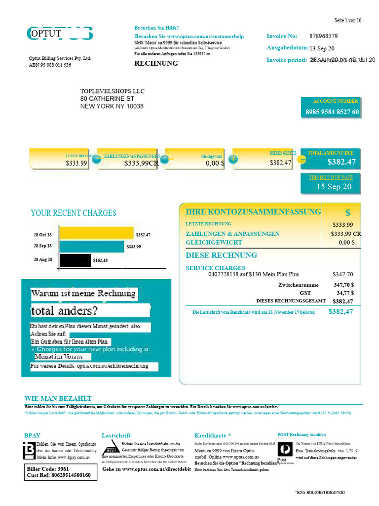 Toplevelshops LLC Telefonrechnung | PDF