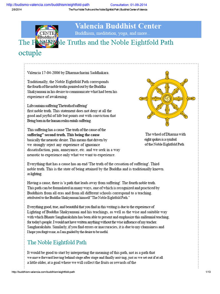 Understanding the Noble Eightfold Path | PDF | Four Noble Truths ...