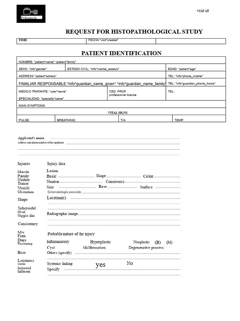 Request For Histopathological Study | PDF