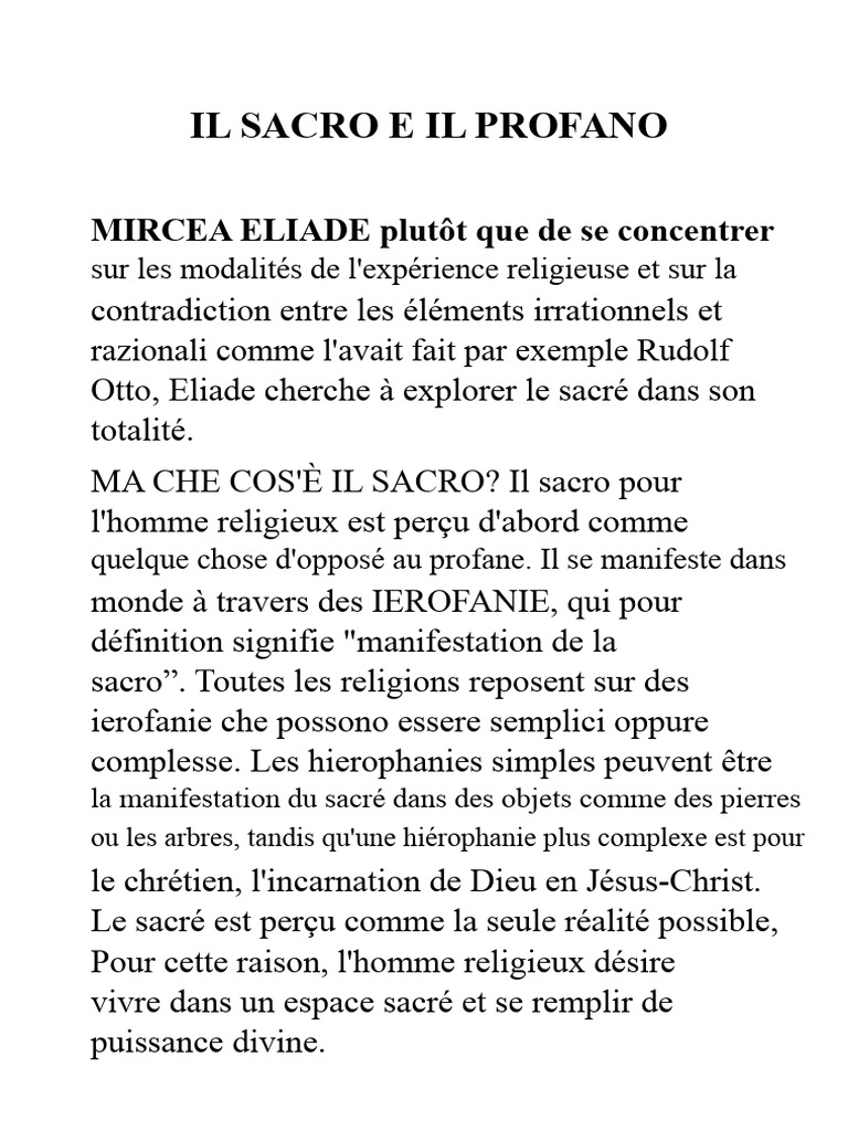 Sacré et Profane : Mythes et Rituels | PDF