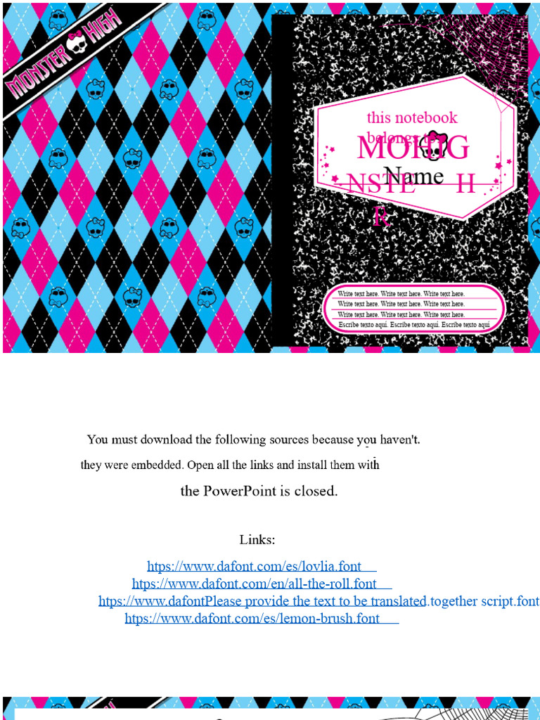 Digital Notebook Style Monster High by @Sarahvi_study | PDF