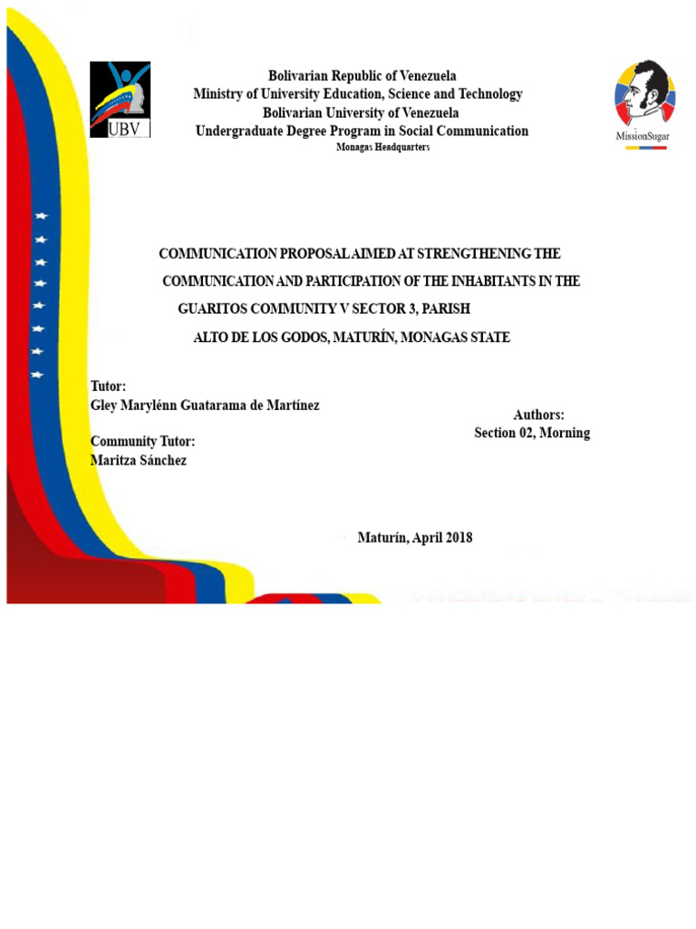 Community Communication Proposal in Guaritos | PDF | Communication ...