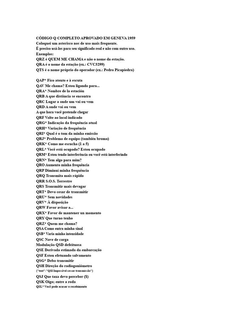 Código Q Completo de 1959 | PDF