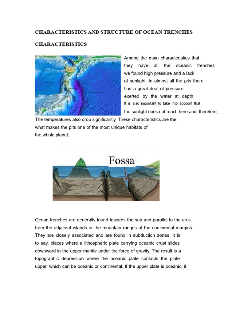 Characteristics and Structure of Oceanic Trenches | PDF | Plate ...