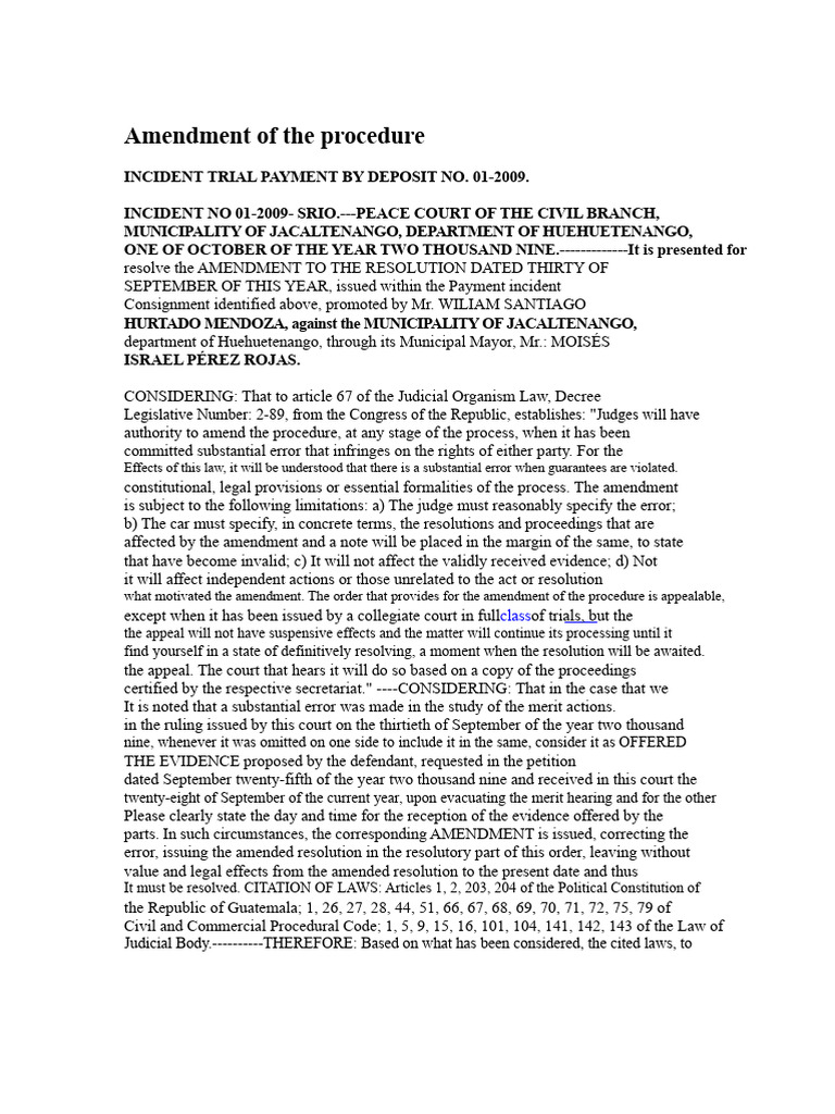 Amendment of Payment Incident Resolution | PDF | Trials | Justice
