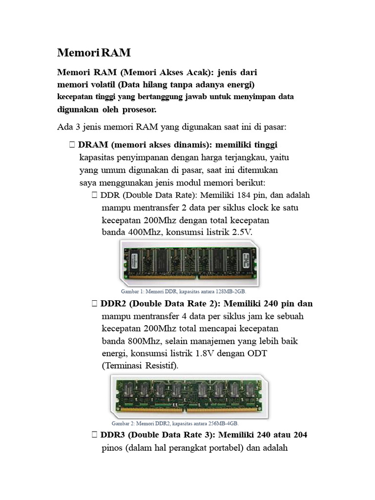 Jenis-Jenis Memori RAM | PDF