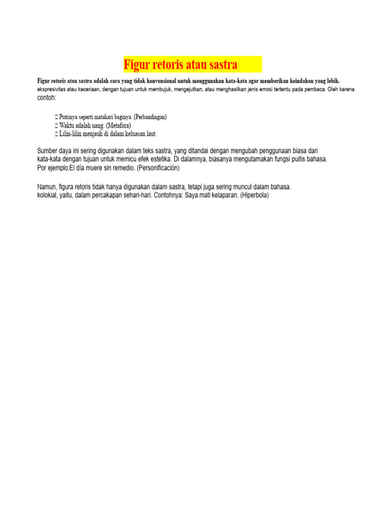 Contoh Figur Retoris dalam Sastra | PDF