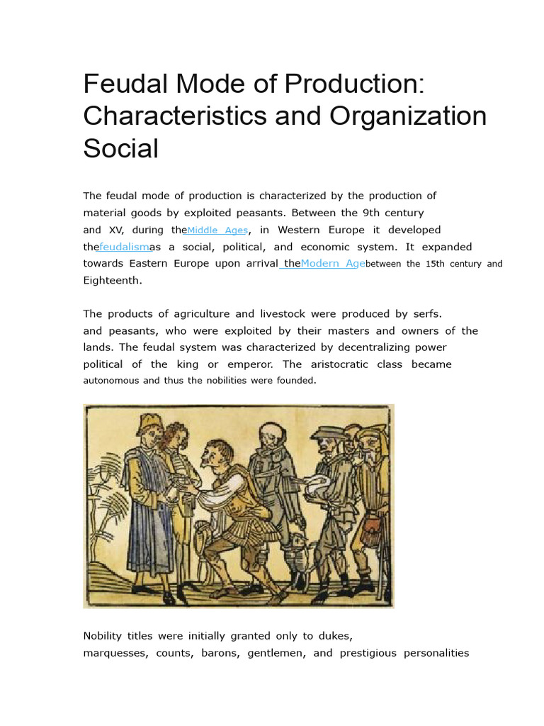 Characteristics of Feudal Production | PDF | Serfdom | Feudalism