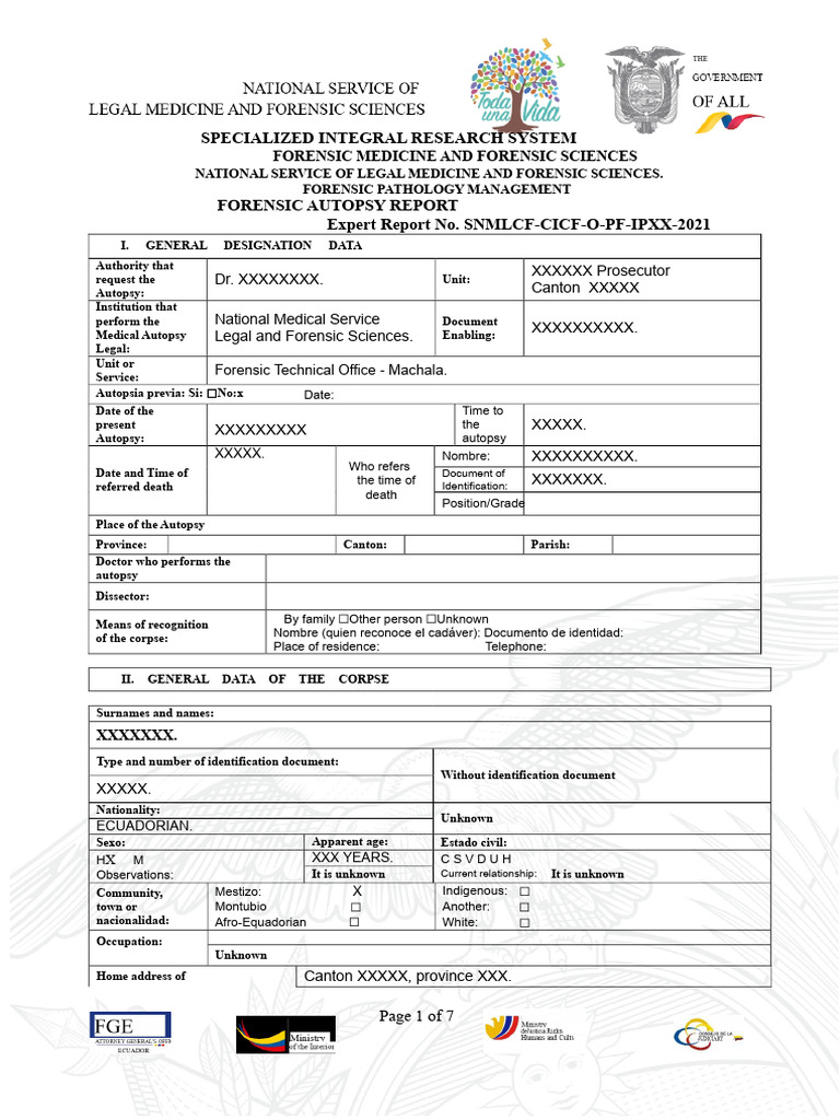AUTOPSY FORMAT - Ecuador | PDF | Abdomen | Human Anatomy