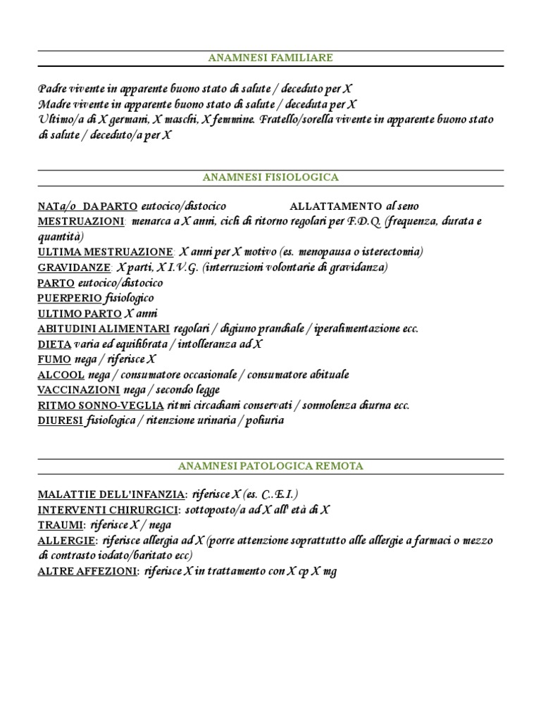 Modello Di Cartella Clinica v1.4 | PDF