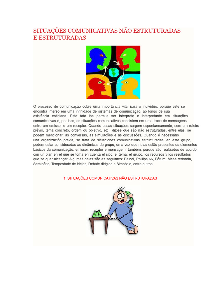 Tipos de Situações Comunicativas | PDF | Comunicação | Tempo