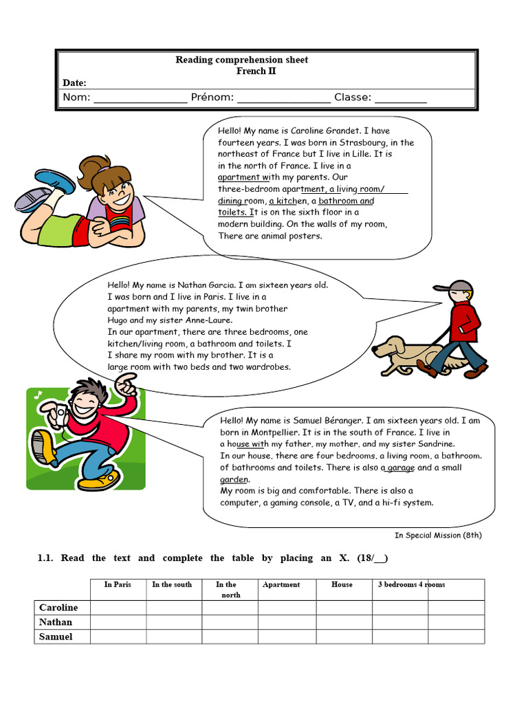 French II Reading Comprehension Exercise | PDF | Room | Interior Design