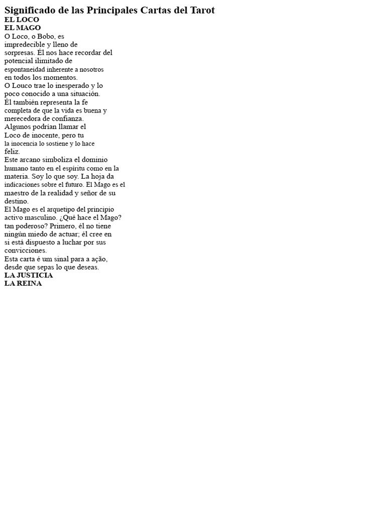 Significado de las Cartas del Tarot | PDF
