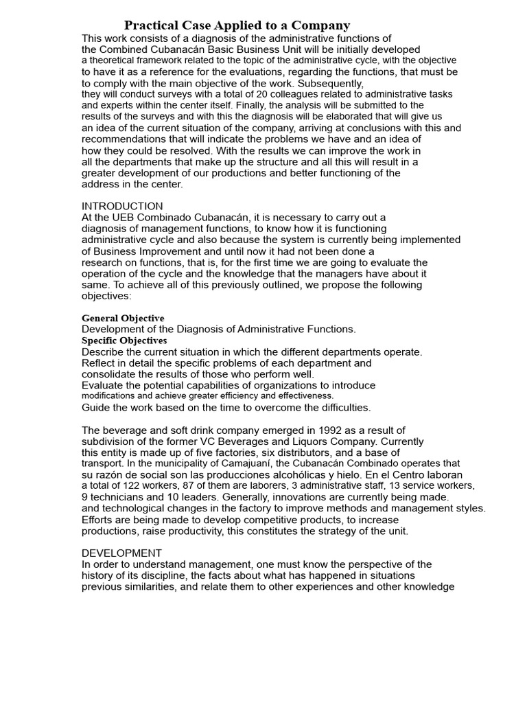 Practical Case Applied To A Company | PDF | Decision Making | Goal