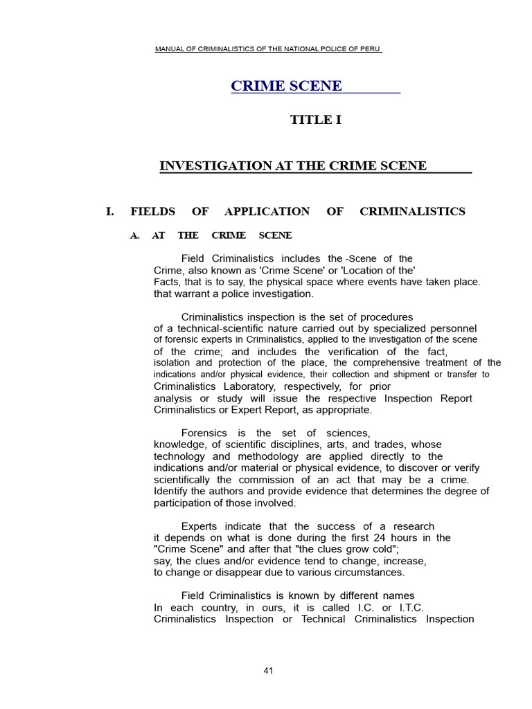 Crime Scene Investigation Manual Peru | PDF | Forensic Science | Crime ...