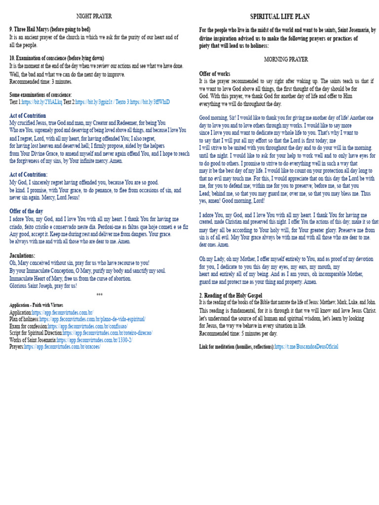 Daily Spiritual Prayer Guide | PDF | Mary, Mother Of Jesus | Prayer