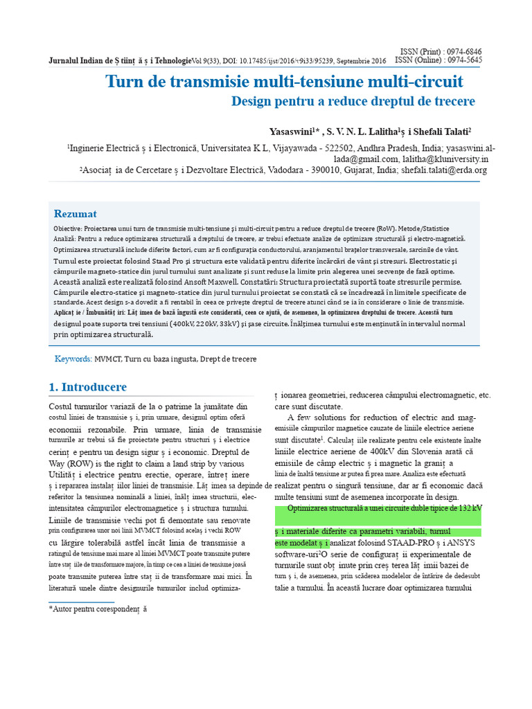 1f Turn de Transmisie Multi-Tensiune Și Multi-Circuit PDF | PDF