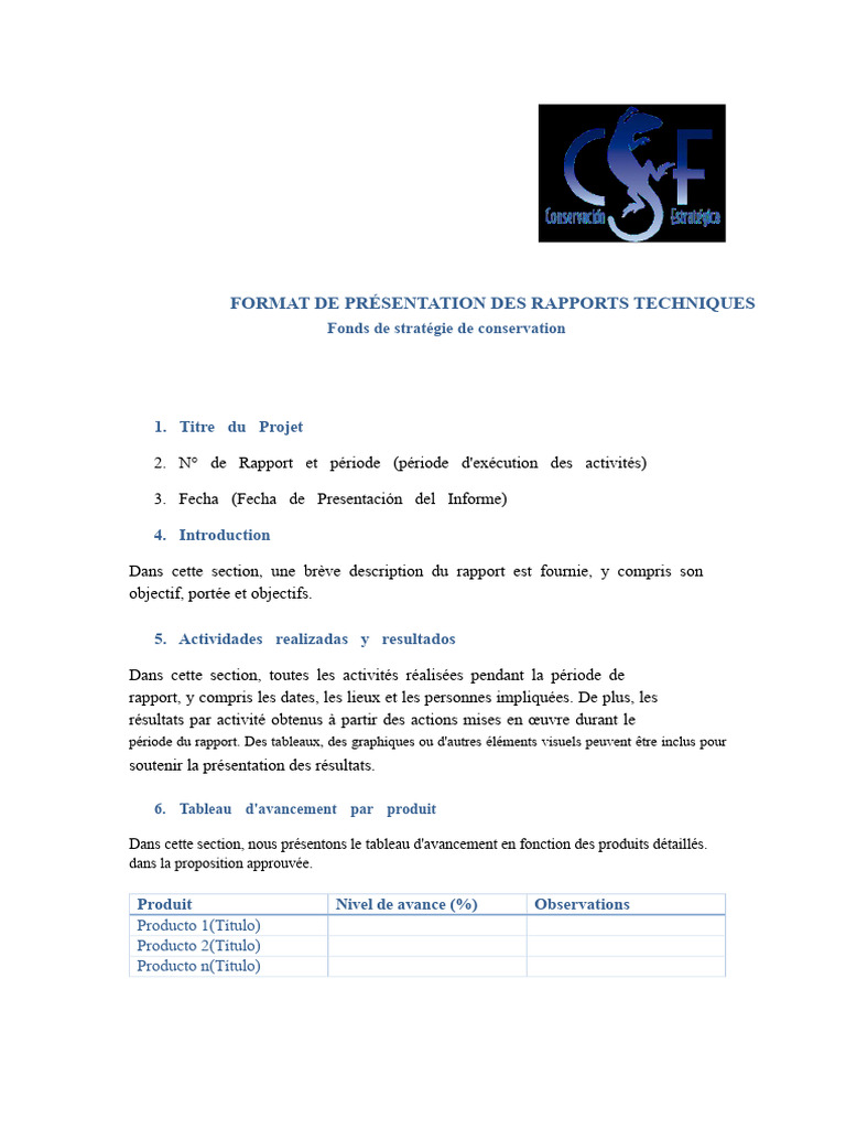 Présentation des Rapports Techniques | PDF