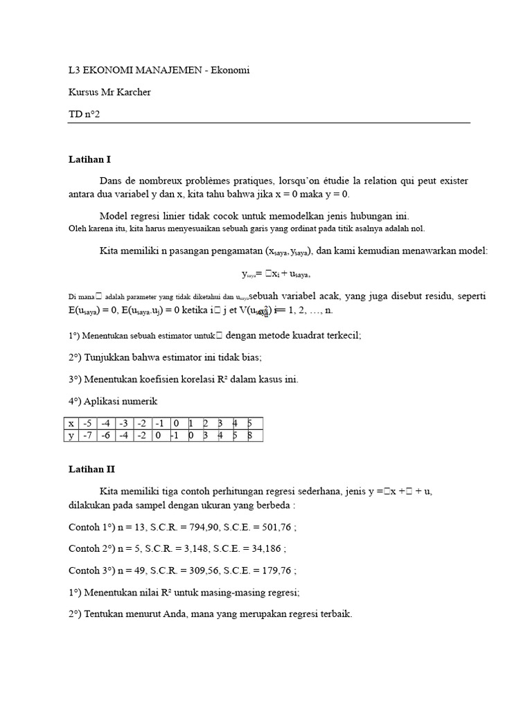 Analisis Regresi Linier dalam Ekonomi | PDF