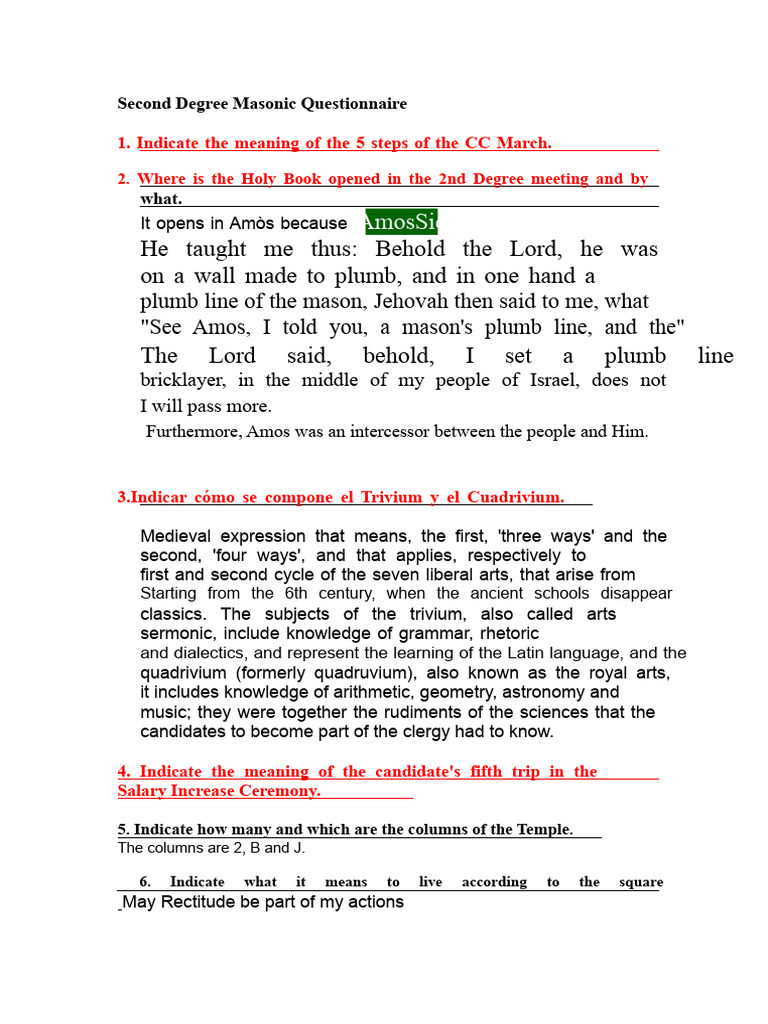Second Degree Masonic Insights and Symbols | PDF