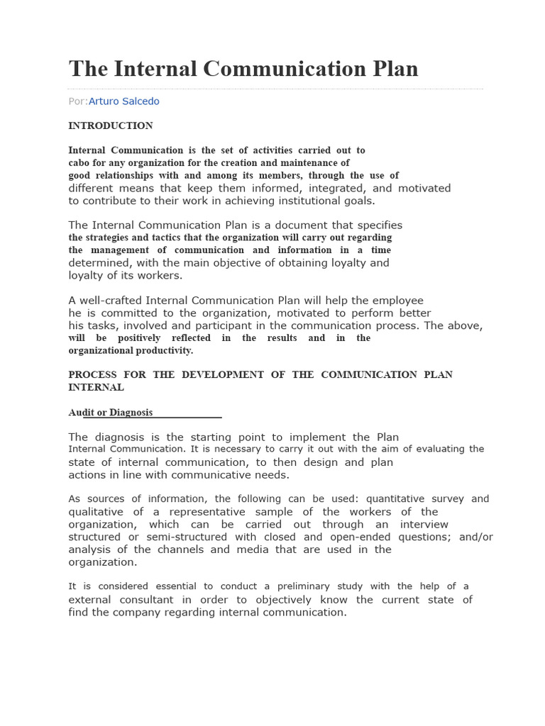 The Internal Communication Plan | PDF | Communication | Goal