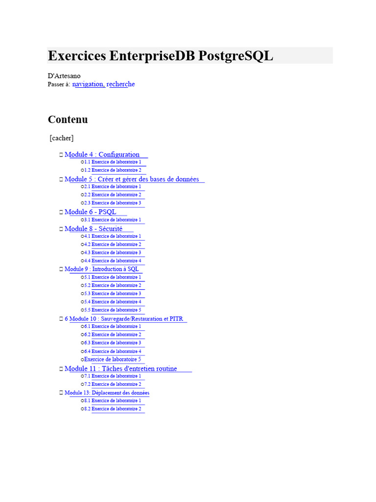 Exercices pratiques sur EnterpriseDB PostgreSQL | PDF | PostgreSQL ...