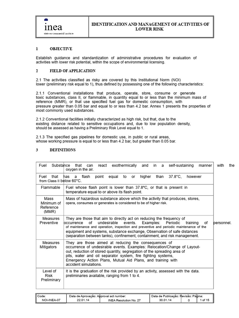 Lower Risk Activity Management Guide | PDF | Risk | Chemical Substances