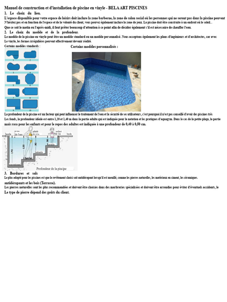 Guide de construction piscine en vinyle | PDF | Piscine | Matériaux de ...