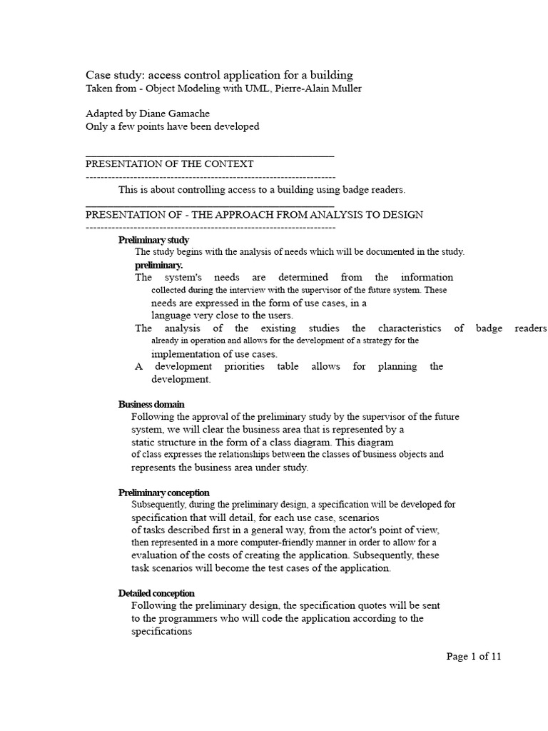 Building Access Control Case Study | PDF | Use Case | System