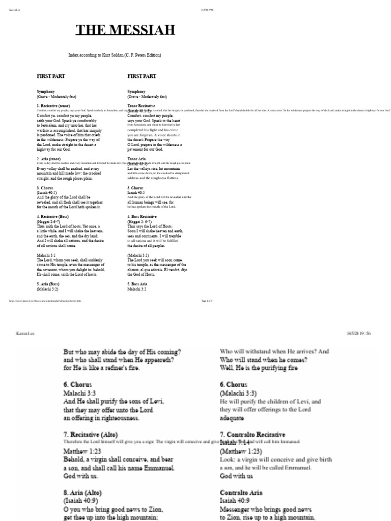 The Messiah: Handel's Symphony Text | PDF | Glory (Religion)