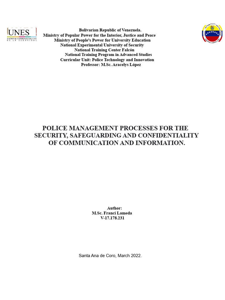 Police Information Security Management | PDF | Information | Police